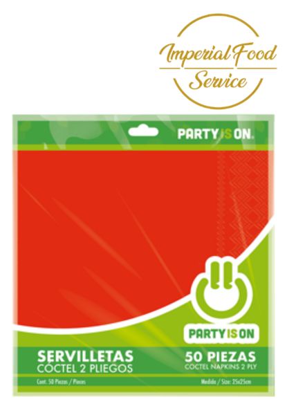 Servilleta Coctel Color Rojo 50 pzas