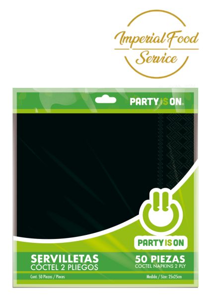 Servilleta Coctel Color Negro   50 pzas