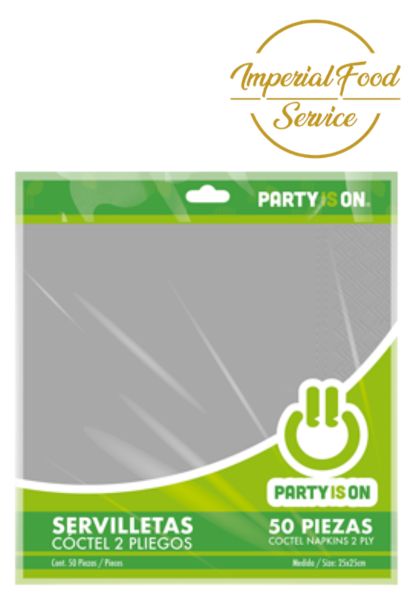 Servilleta Coctel Color Gris 50 pzas