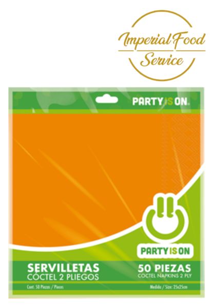 Servilleta Coctel Color Naranja  50 pzas